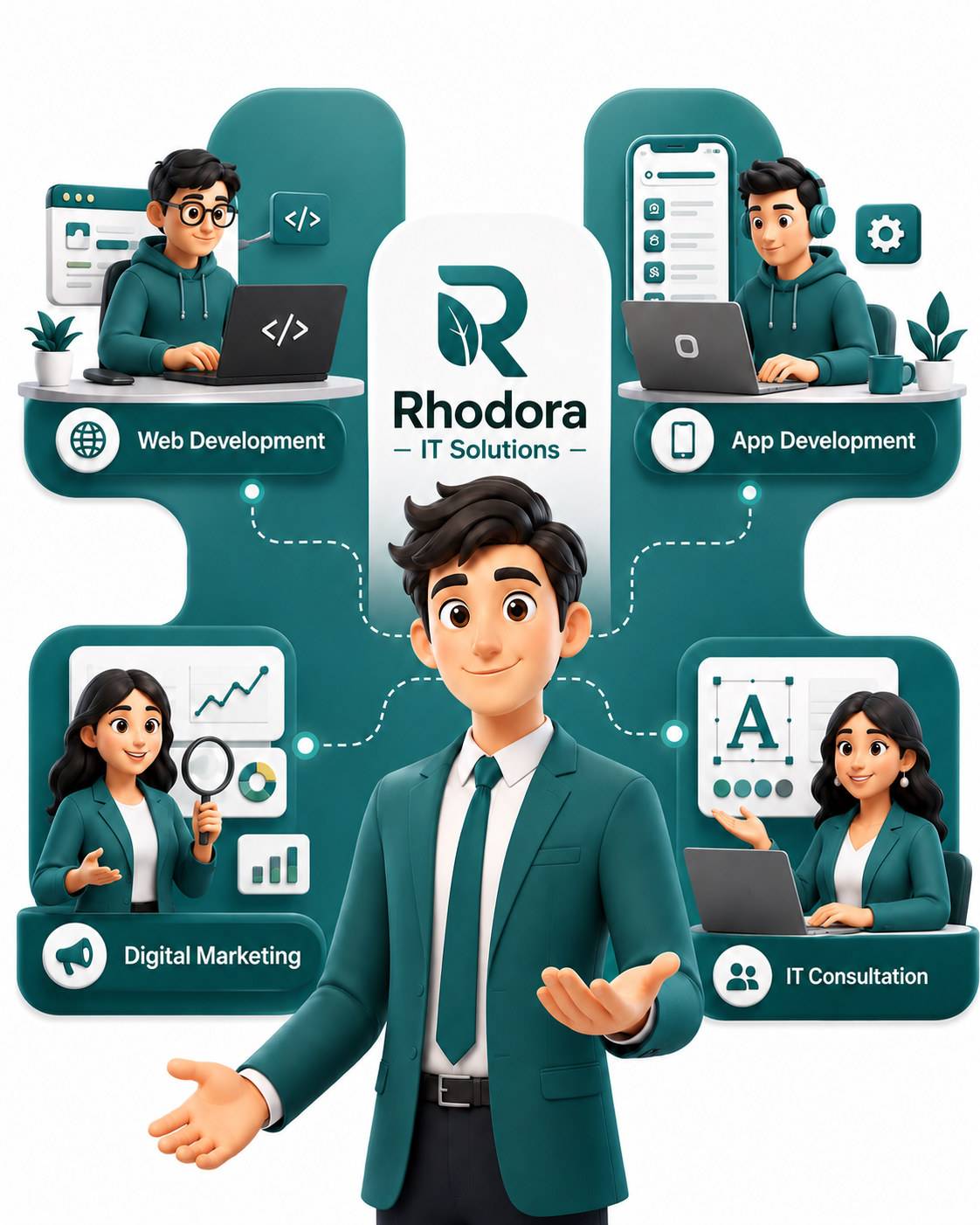 Rhodora IT Solutions services illustration